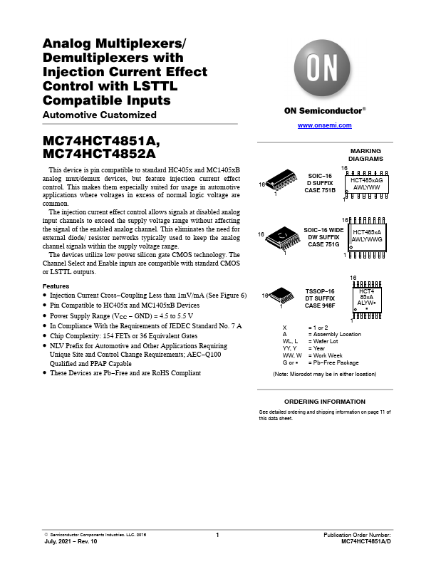 MC74HCT4851A