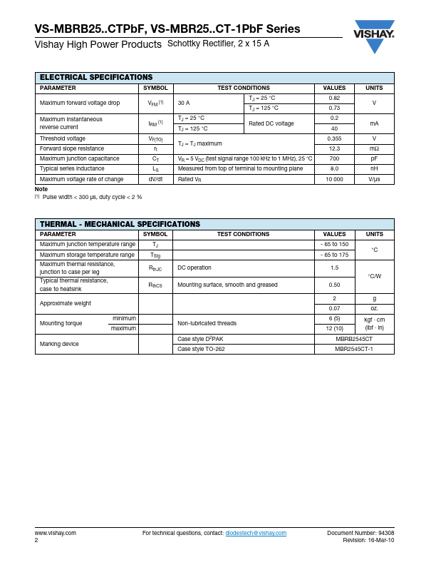 VS-MBR2535CT-1PbF