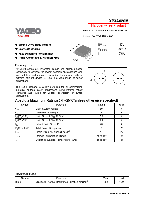 XP3A020M Datasheet Preview