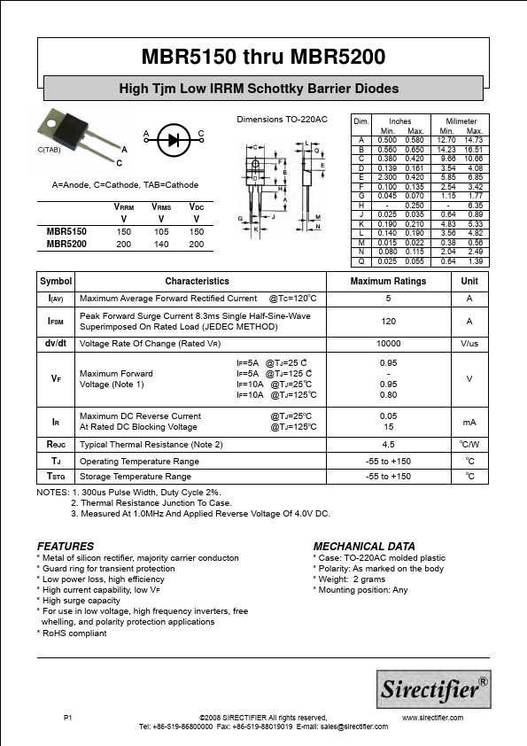 MBR5200 Datasheet Preview