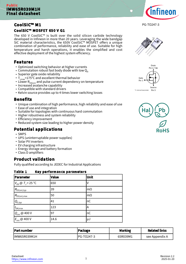 IMW65R039M1H Datasheet Preview