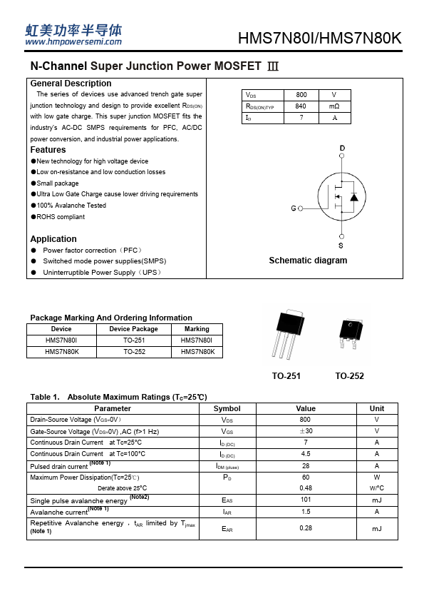 HMS7N80I Datasheet Preview