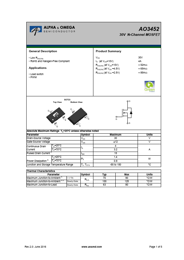 AO3452 Datasheet Preview