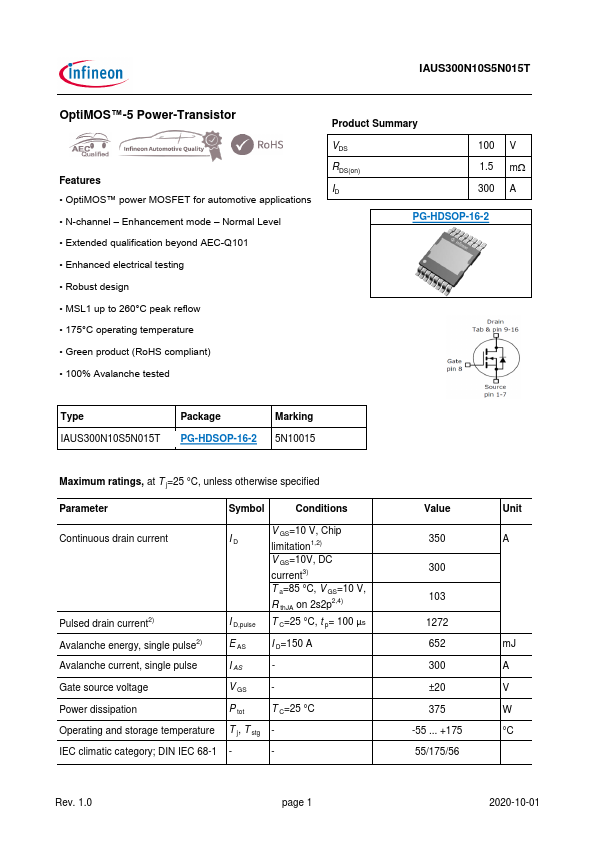 IAUS300N10S5N015T Datasheet Preview