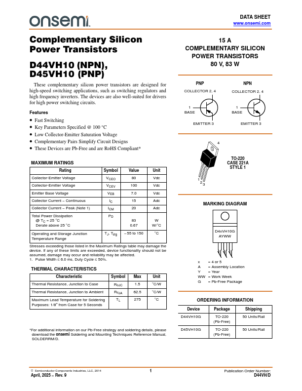 D45VH10 Datasheet Preview
