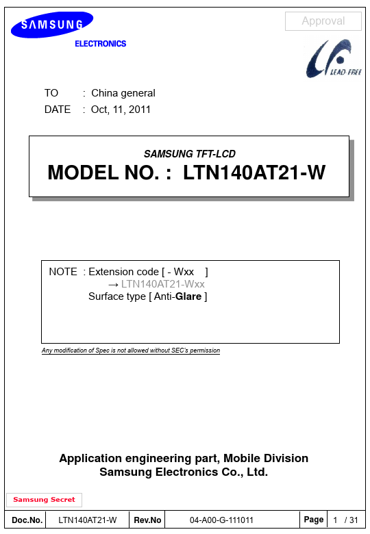 LTN140AT21-W