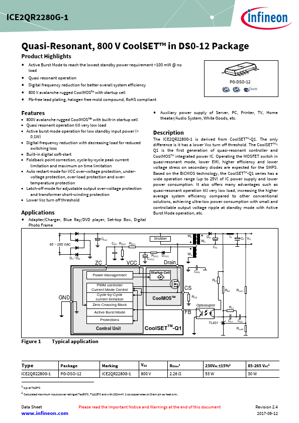 ICE2QR2280G-1 Datasheet Preview