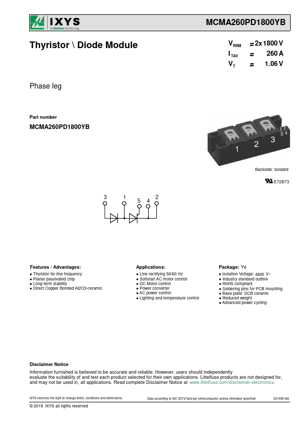 MCMA260PD1800YB Datasheet Preview