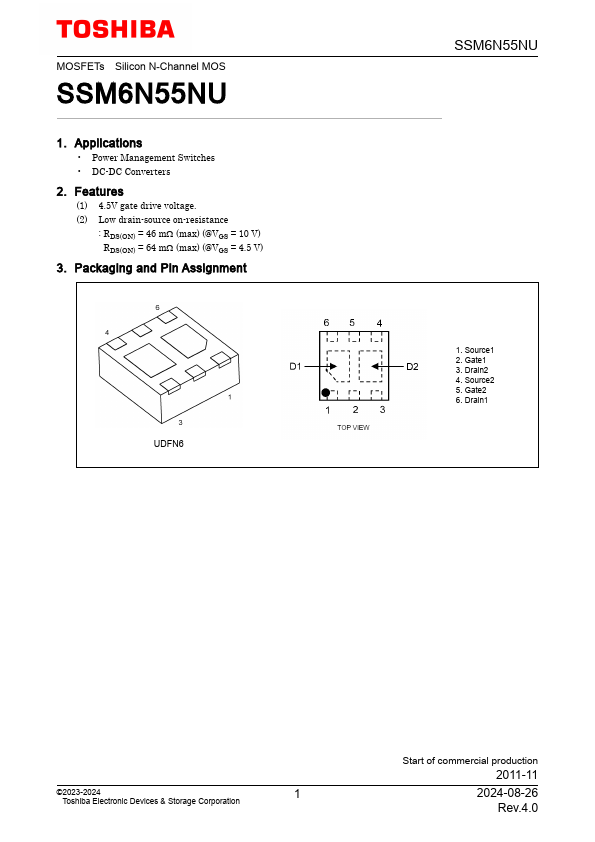 SSM6N55NU Datasheet Preview