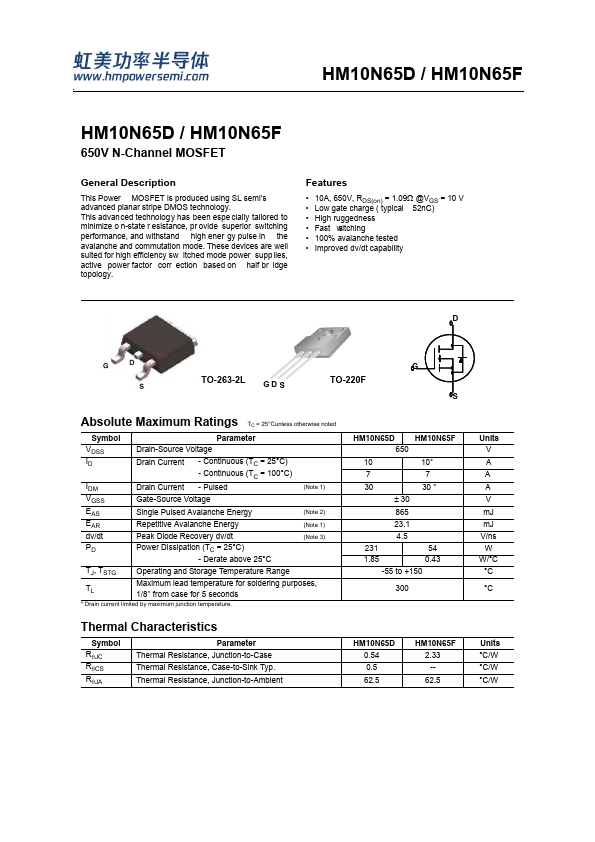 HM10N65F Datasheet Preview