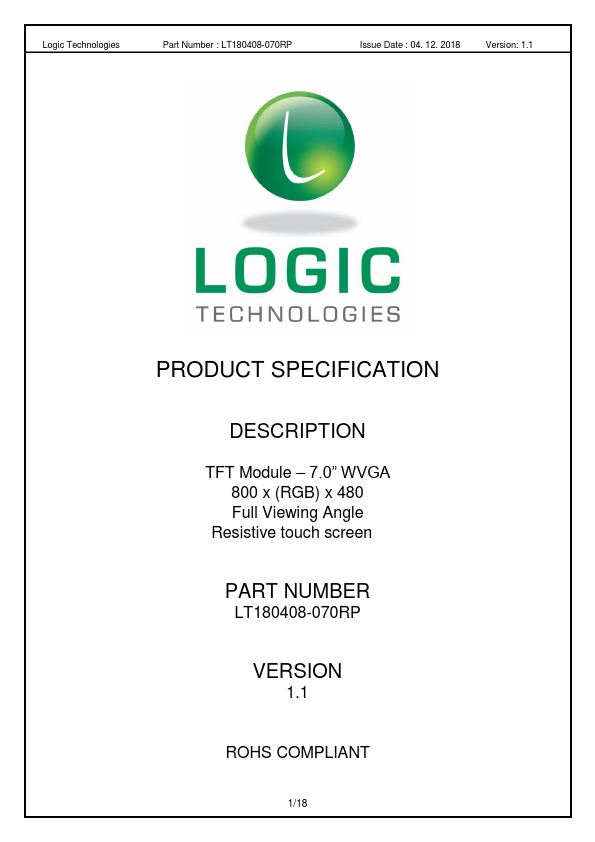 LT180408-070RP Datasheet Preview