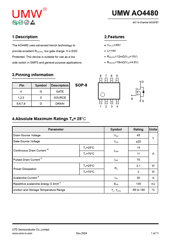 AO4480 Datasheet Preview