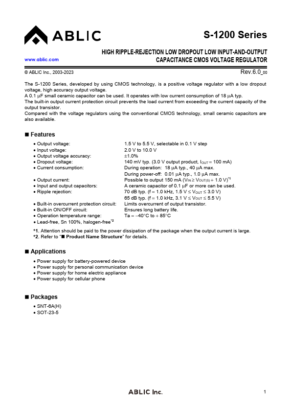S-1200 Datasheet Preview