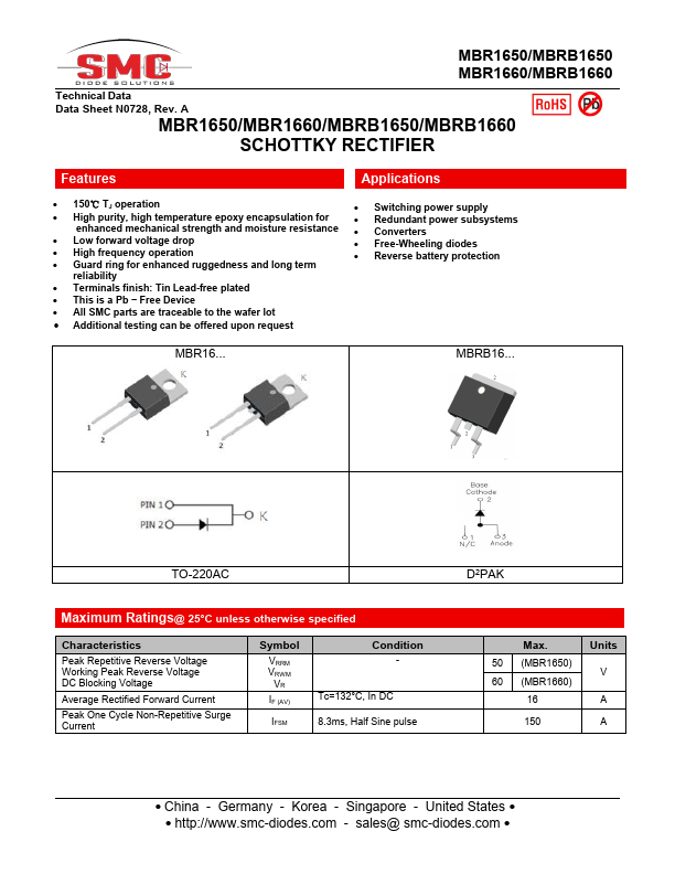 MBR1650 Datasheet Preview