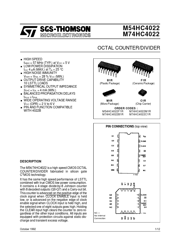 M74HC4022 Datasheet Preview