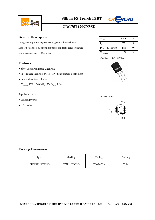 CRG75T120CX3SD Datasheet Preview