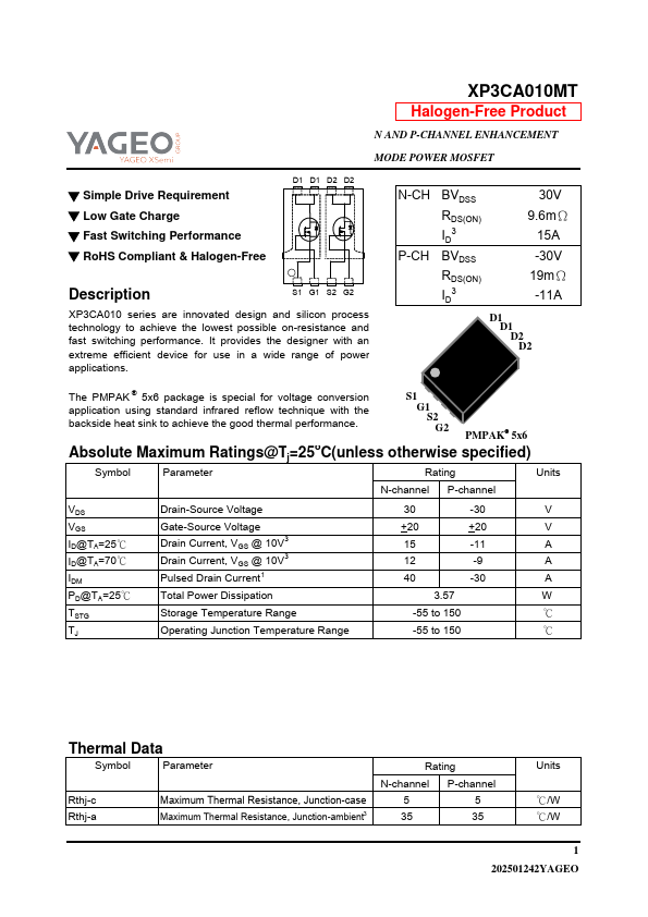 XP3CA010MT Datasheet Preview