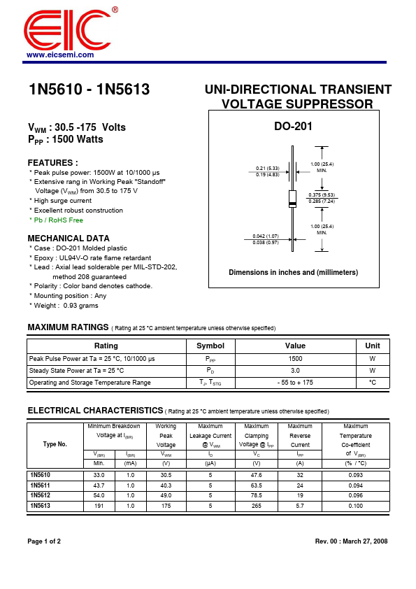 1N5610 Datasheet Preview