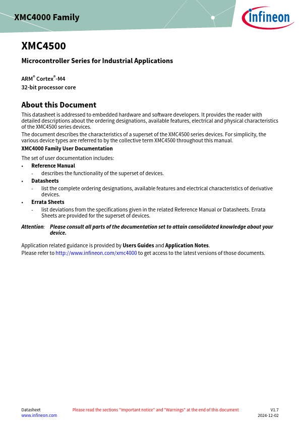 XMC4500 Datasheet Preview