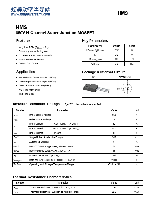 HMS32N65F Datasheet Preview