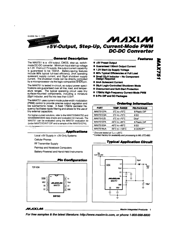 MAX751 Datasheet Preview