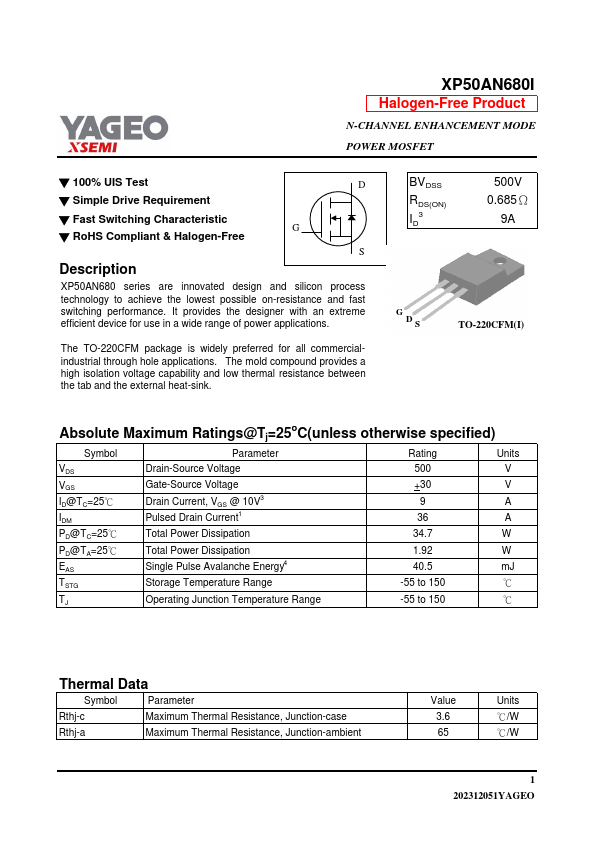 XP50AN680I Datasheet Preview