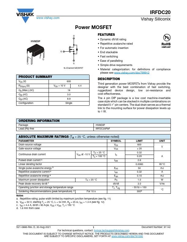 IRFDC20 Datasheet Preview