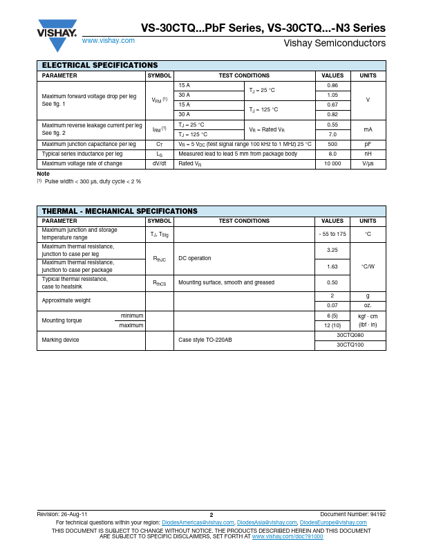 VS-30CTQ080PbF