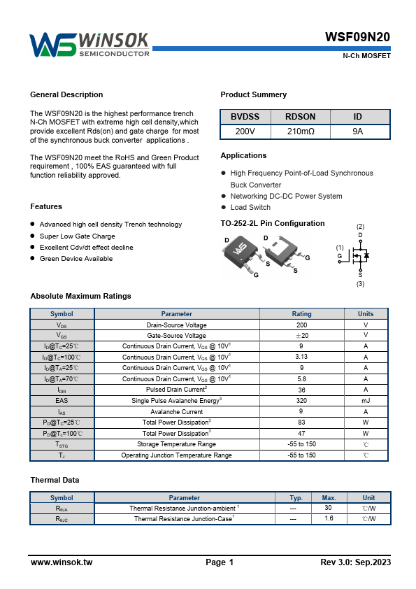 WSF09N20 Datasheet Preview