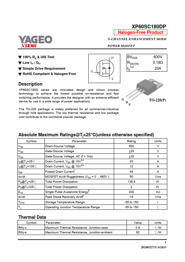 XP60SC180DP Datasheet Preview