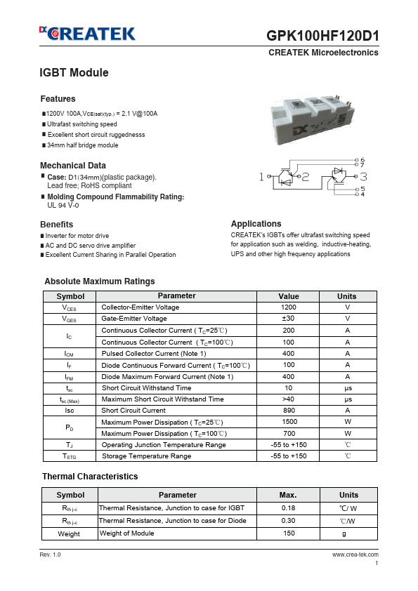 GPK100HF120D1 Datasheet Preview