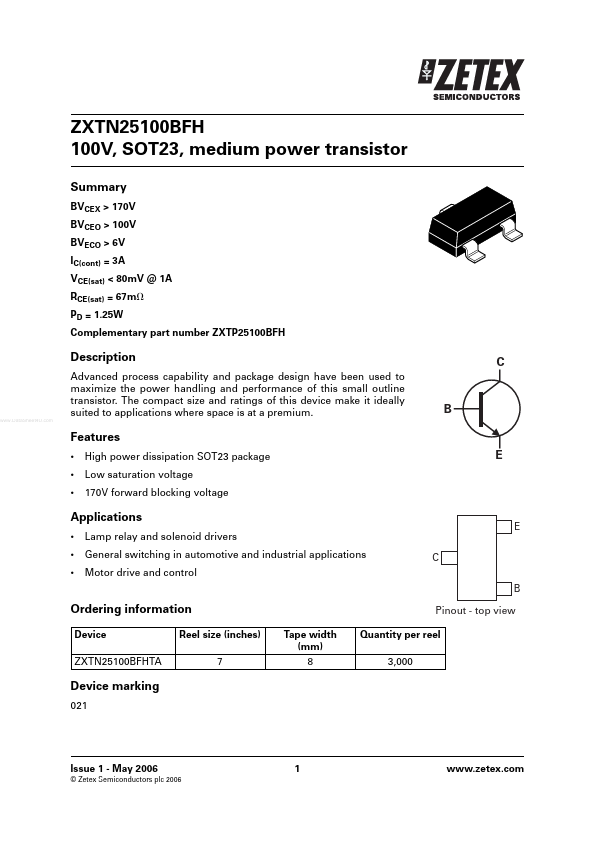 ZXTN25100BFH