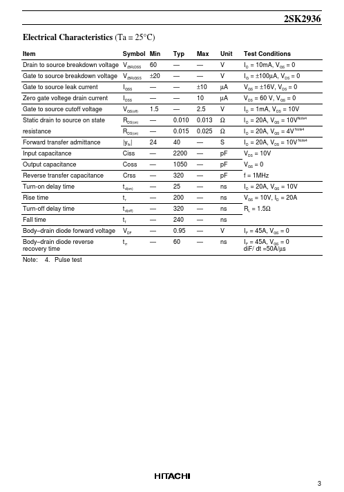 K2936 Datasheet K2936 HitachiSemiconductor pdf 2SK2936 Hitachi K2936 Datasheet K2936 HitachiSemiconductor pdf 2SK2936 Hitachi