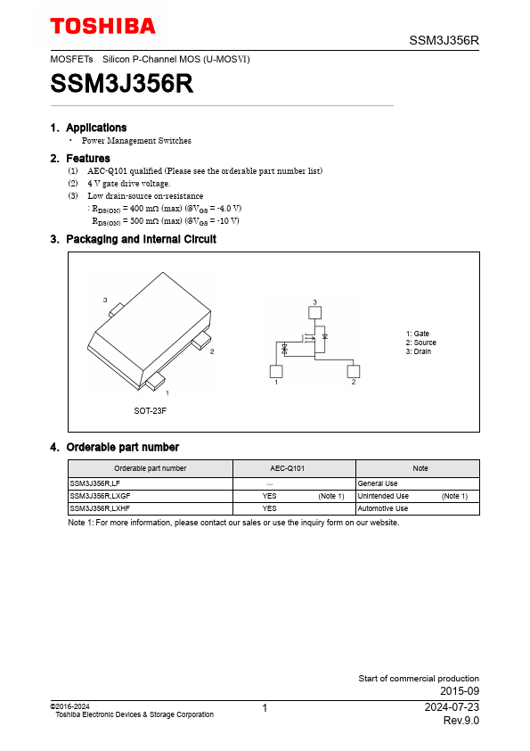 SSM3J356R Datasheet Preview