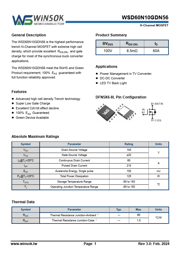 WSD60N10GDN56 Datasheet Preview