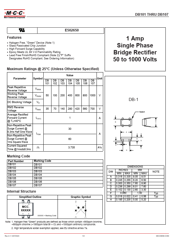 DB101 Datasheet Preview