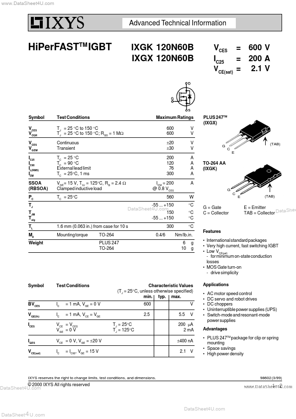 IXGX120N60B