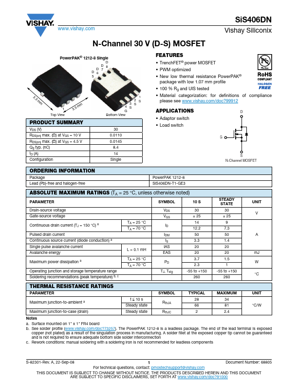 SIS406DN Datasheet Preview