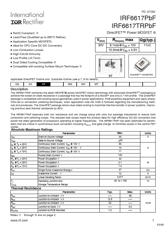 IRF6617PBF