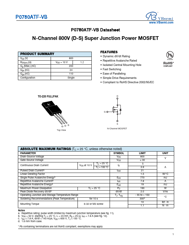 P0780ATF Datasheet Preview