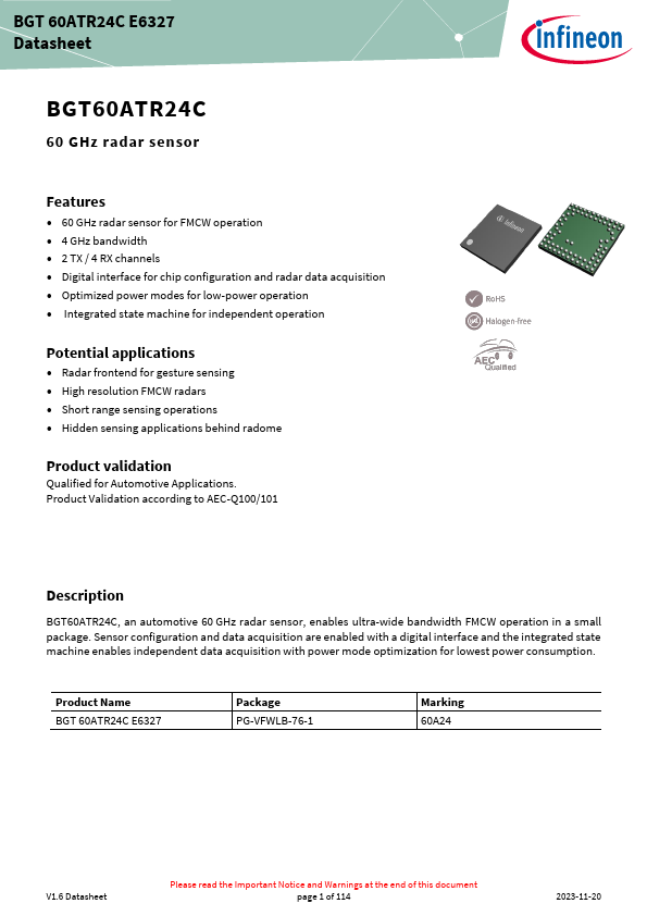 BGT60ATR24C Datasheet Preview