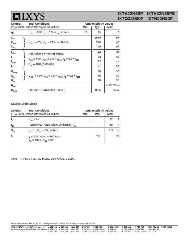 IXTV22N50PS