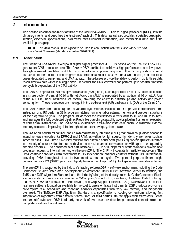SM320VC5510A-HiRel page 3 preview