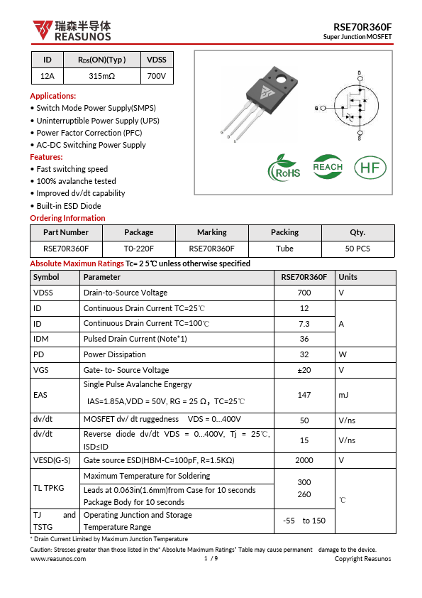RSE70R360F Datasheet Preview
