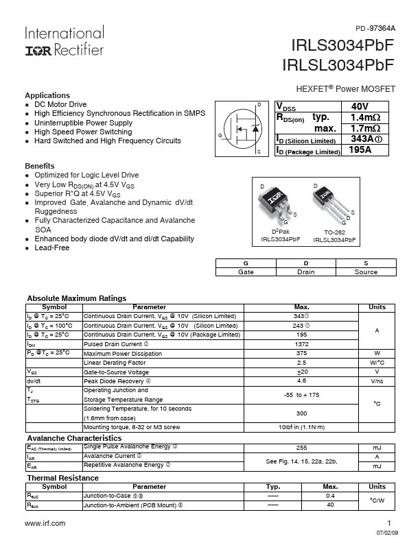 IRLS3034PBF