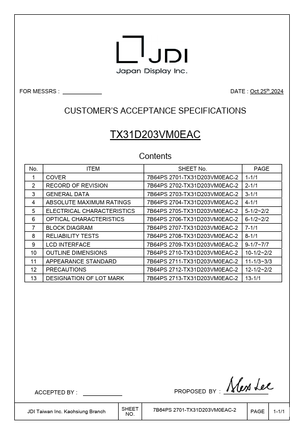 TX31D203VM0EAC Datasheet Preview
