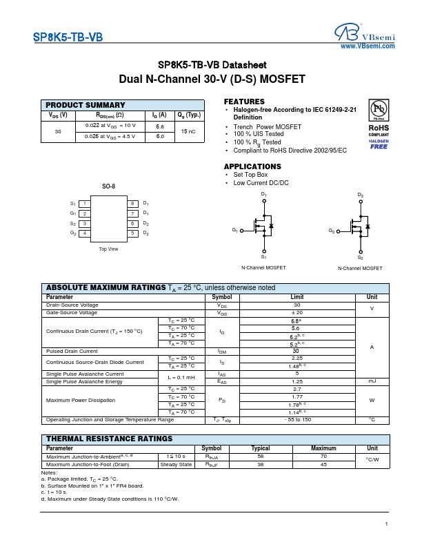 SP8K5-TB Datasheet Preview