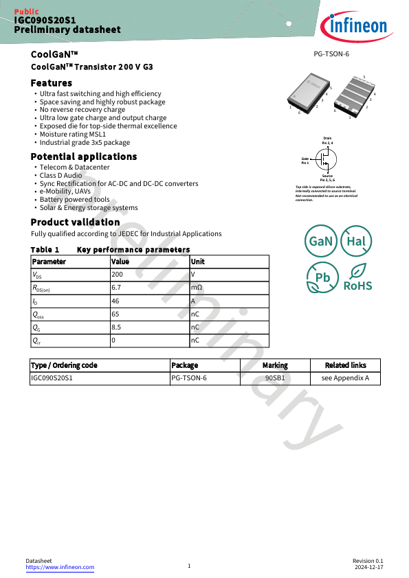 IGC090S20S1 Datasheet Preview