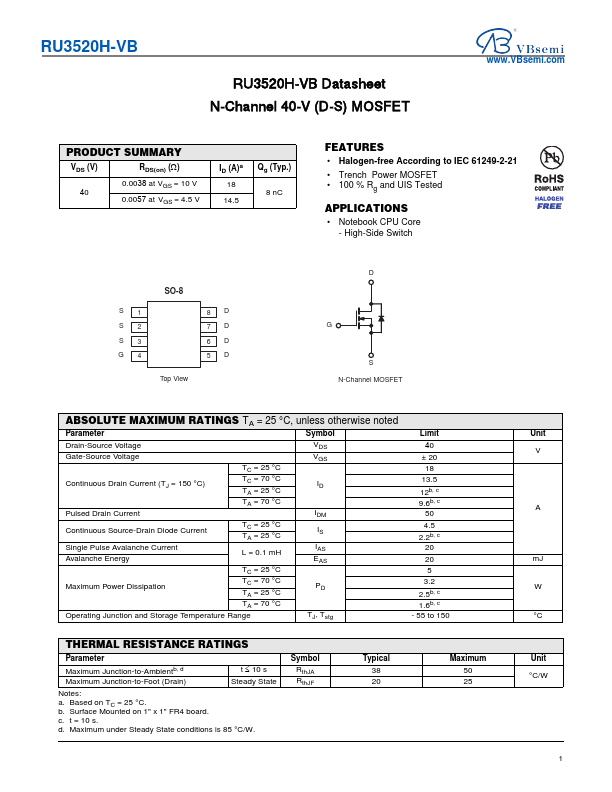 RU3520H Datasheet Preview