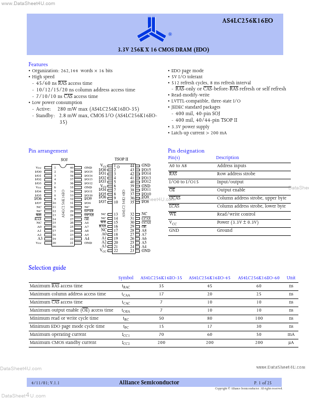 AS4LC256K16E0